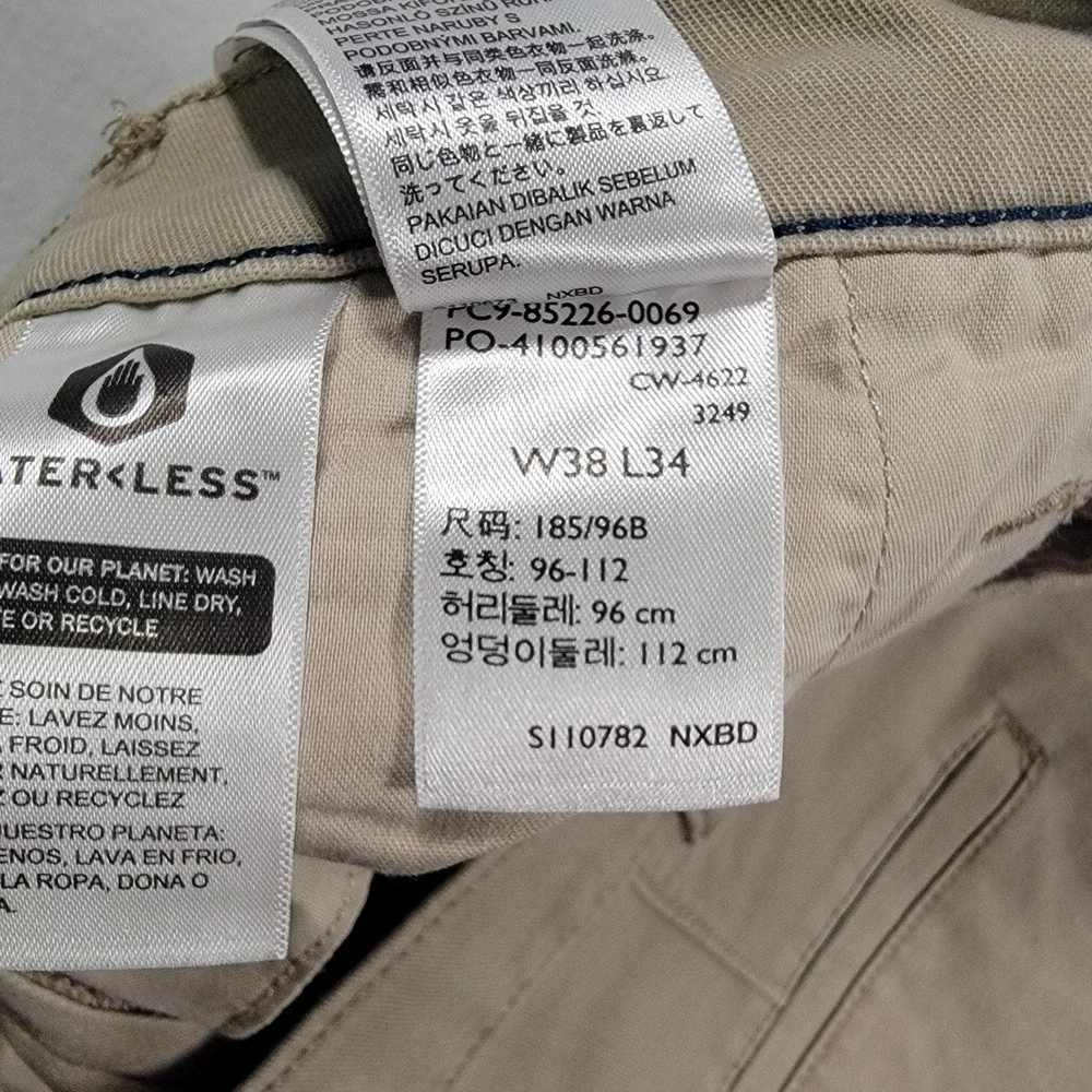 Levi's XX Chino Standard Taper Pants Mens 38x34 Khaki Solid Tapered Cotton Blend